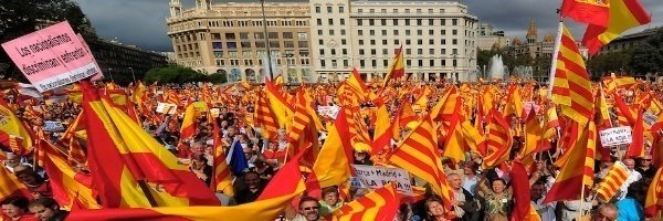Manifestación del pasado 12 de octubre en Barcelona a favor de la permanencia de Cataluña en España.
