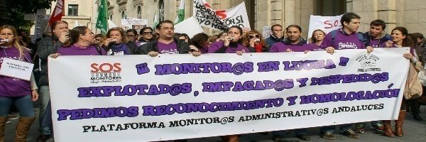 Manifestación de los monitores administrativos de los colegios públicos de Andalucía.