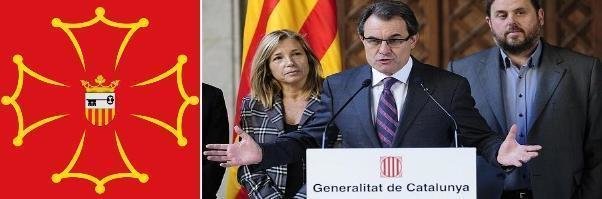 La bandera del Valle de Arán; y Artur Mas, en su comparecencia para anunciar la pregunta y la fecha de referéndum.