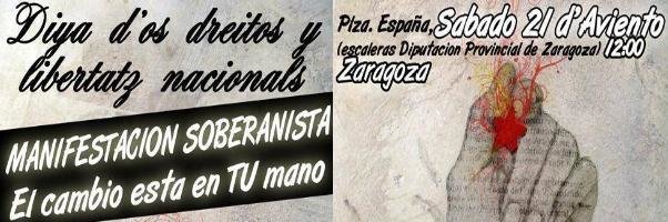 Cartel de la plataforma "En a tuya man" convocando a la manifestación en Zaragoza el 21 de diciembre.