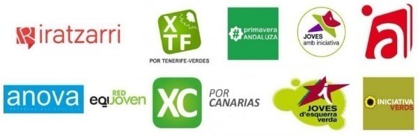 Logos de los partidos cuyas juventudes han firmado el manifiesto "Por una juventud plural".