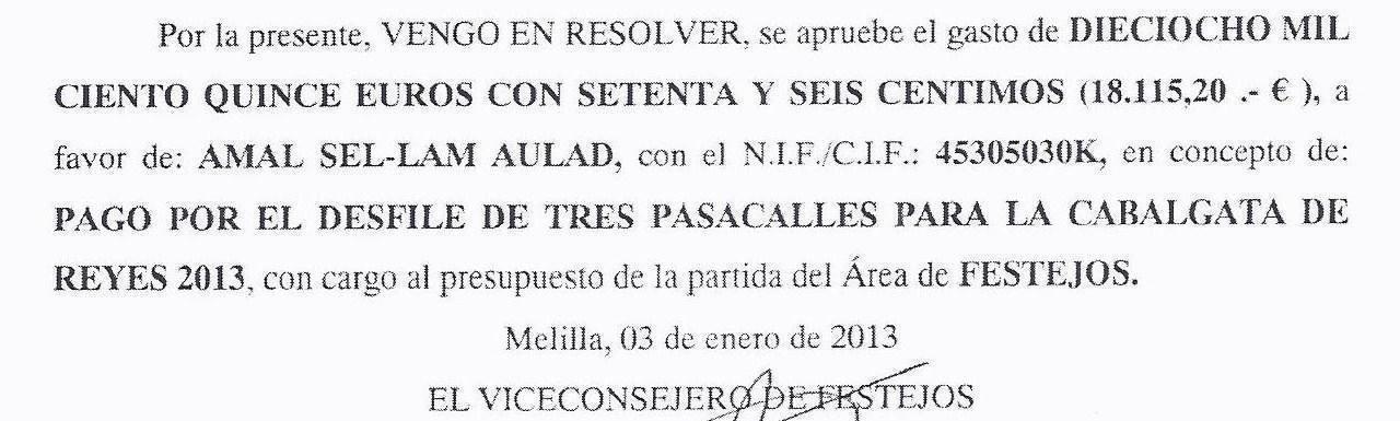 Resolución de la Viceconsejería de Festejos por tres pasacalles.