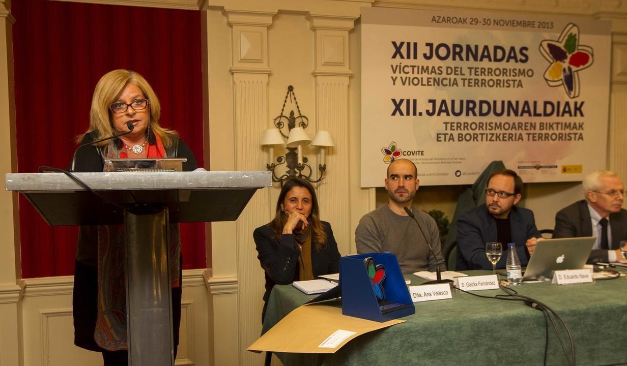 La presidenta de Covite, Consuelo Ordóñez, en unas jornadas del Colectivo de Víctimas del Terrorismo en el País Vasco.
