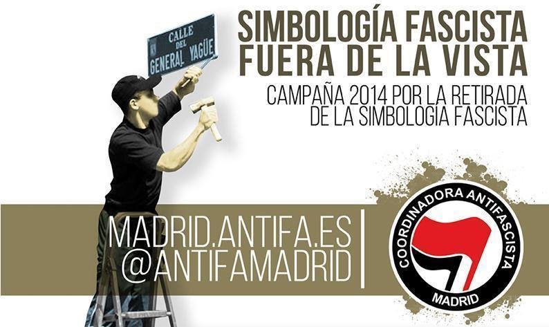 Cartel de la Coordinadora Antifascista de Madrid contra la simbología franquista.