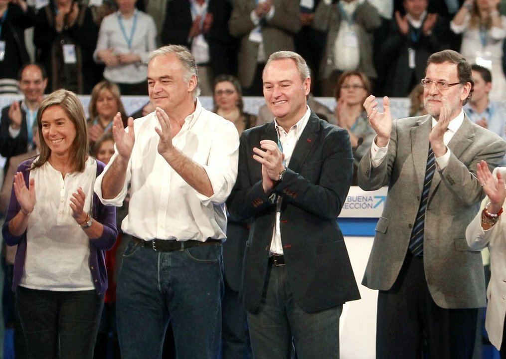 Ana Mato, Esteban González Pons, Alberto Fabra y Mariano Rajoy, en la Intermunicipal del PP valenciano.