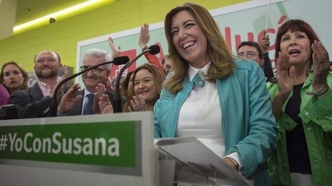 Susana Díaz comparece tras su triunfo electoral.