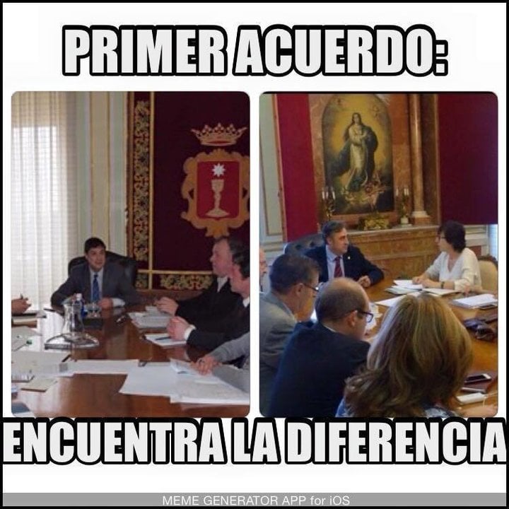 Montaje que circula por Internet donde se ve las diferencias en el despacho del alcalde de Cuenca