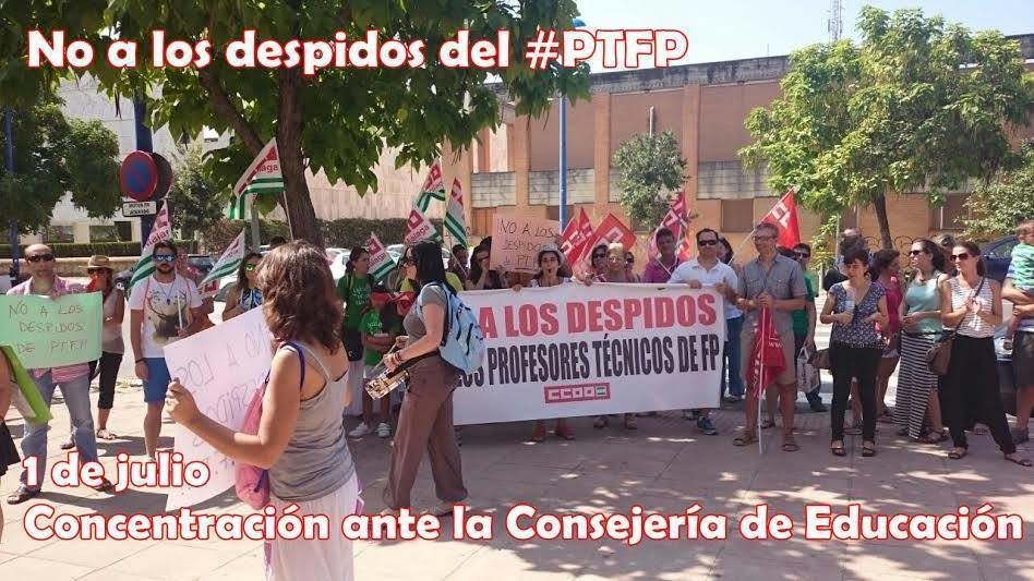 Concentración ante la Consejería de Educación contra los despidos del PTFP