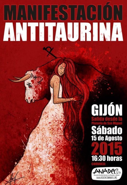 Cartel de la manifestación antitaurina en Gijón