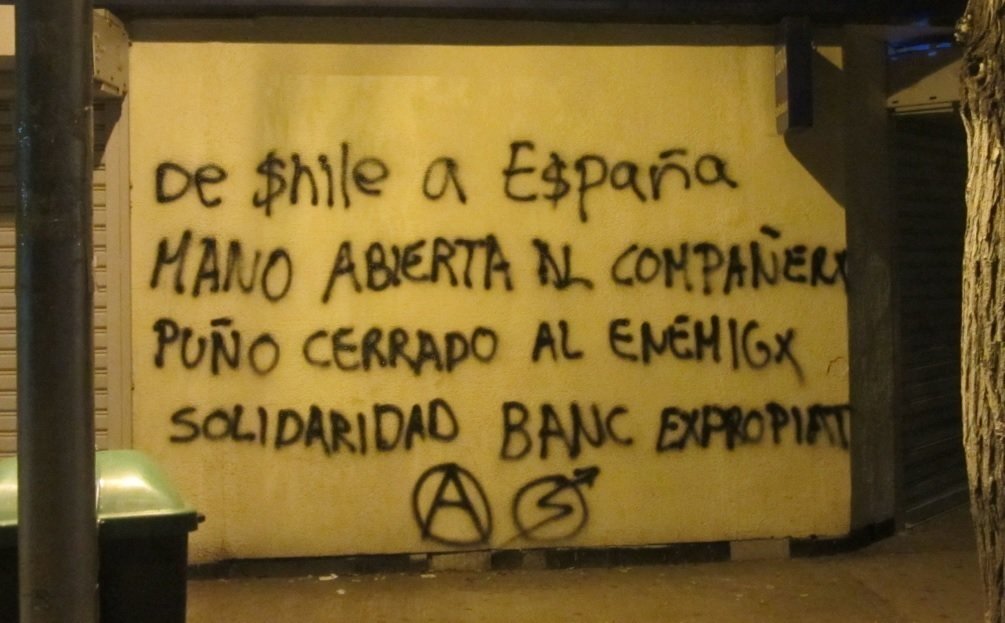 Pintada en Chile de apoyo del Banc Expropiat.