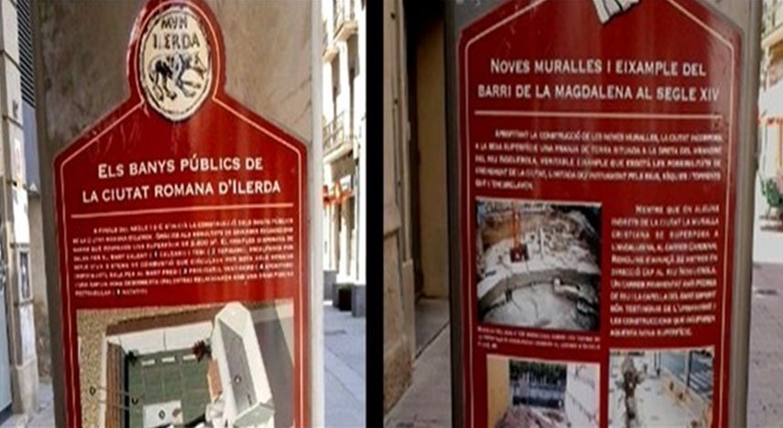 Cartel de los baños romanos de Lérida (Foto: Convivencia Cívica Catalana).