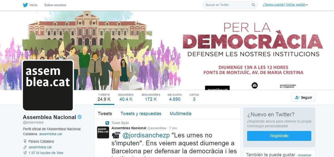 Perfil en Twitter de la Assemblea Nacional Catalana.