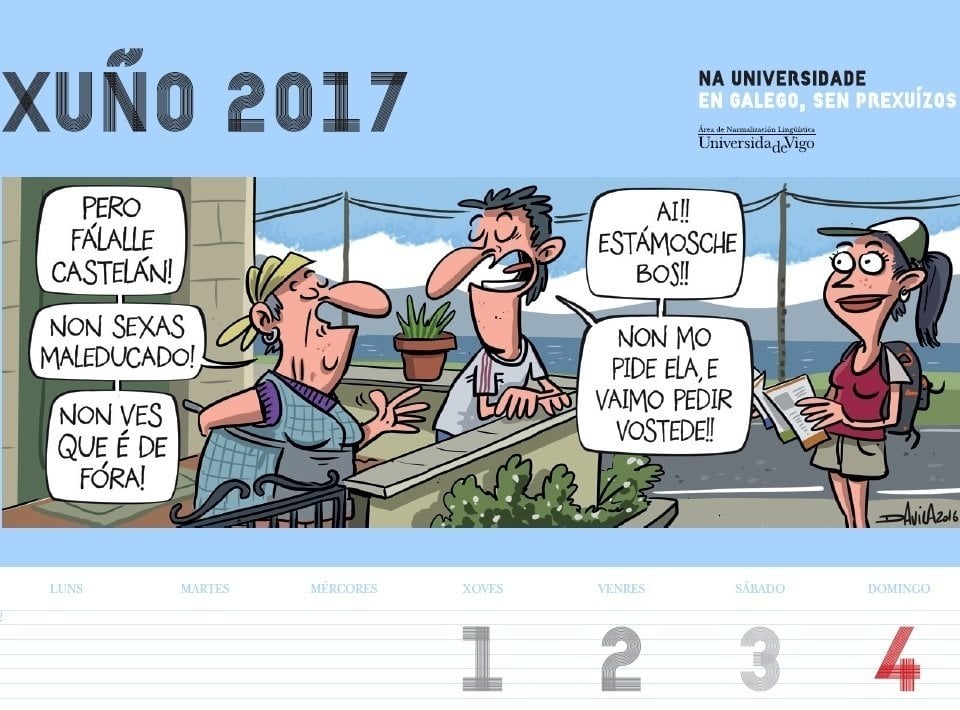 Calendario distribuido por la Universidad de Vigo.