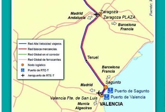 Petición de vía férrea de Valencia a Zaragoza por Teruel.