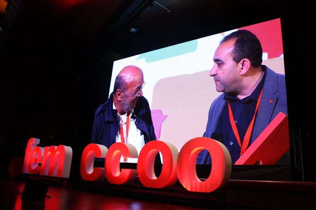 Joan Carles Gallego y Javier Pacheco, en el congreso de CC.OO. Cataluña.