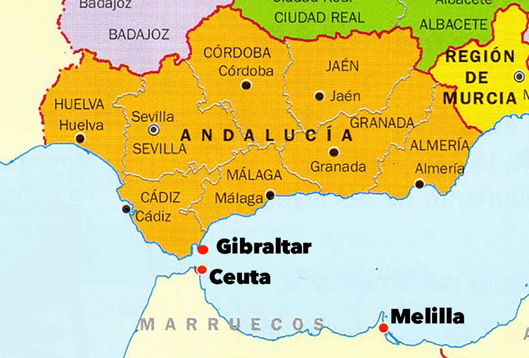 Mapa de Andalucía de la Asamblea Nacional Andaluza