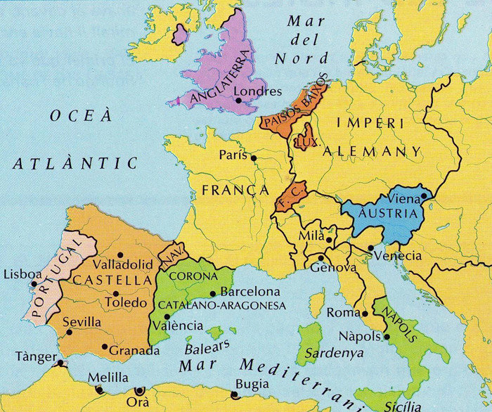 Mapa que menciona la Corona Catalano-Aragonesa.