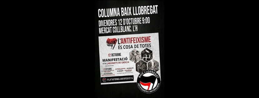 Cartel de la manifestación independentista convocada por por la Plataforma Antifascista del Baix Llobregat