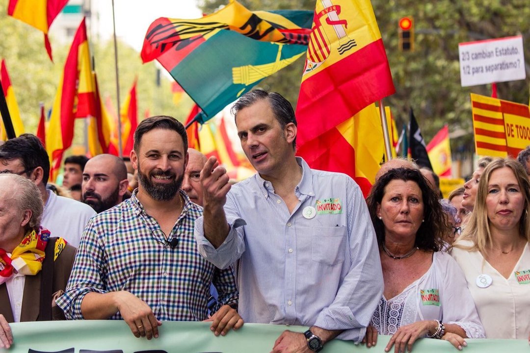Santiago Abascal y Javier Ortega Smith en una manifestación por la unidad de España en Barcelona el pasado mes de septiembre.