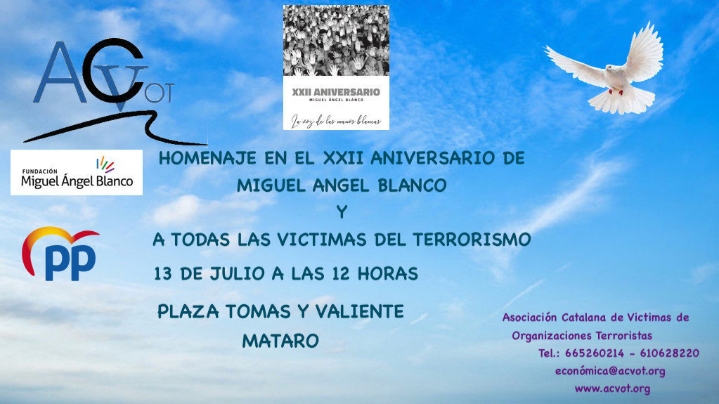 Convocatoria del acto de homenaje a Miguel Ángel Blanco en Mataró.