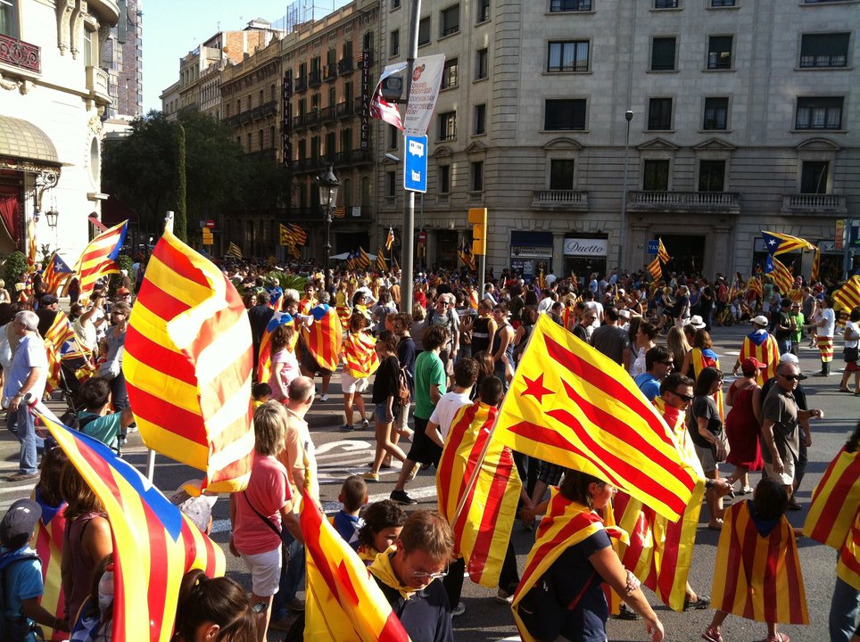 Manifestación independentista en la Meridiana de Barcelona