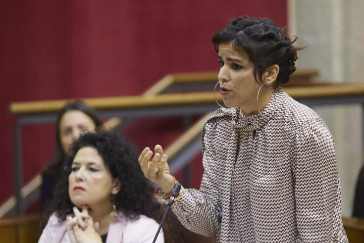 La portavoz del Grupo Mixto-AdelanteAndalucía, Teresa Rodríguez, este jueves en el Parlamento | Joaquin Corchero - Europa Press