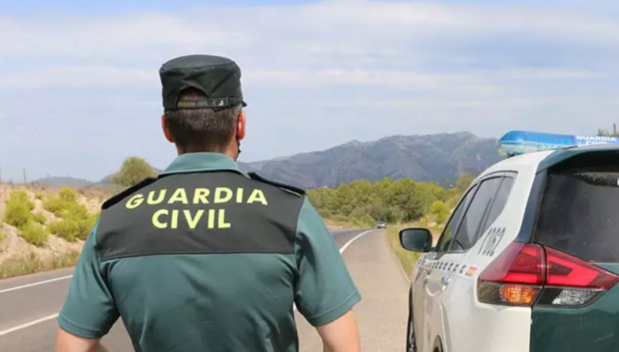 Archivo - Un agente de la Guardia Civil junto a un vehículo en una carretera. (Foto de archivo). - GUARDIA CIVIL - Archivo.