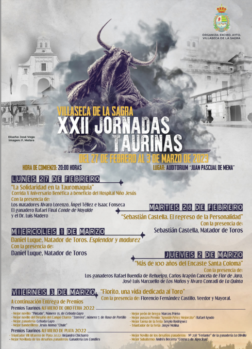 Cartel XXII Jornadas Taurinas de Villaseca de la Sagra 2023.
