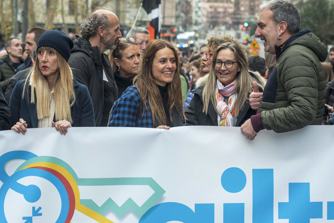 La actriz Itziar Ituño en la primera línea de la manifestación del sábado en Bilbao 