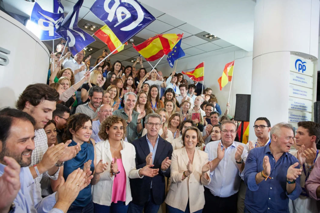 El Partido Popular celebra los resultados de las elecciones europeas (Foto: Jesús Hellín / Europa Press).
