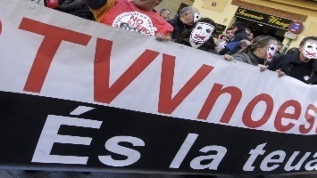 Manifestación contra el cierre de Radio Televisión Valenciana.