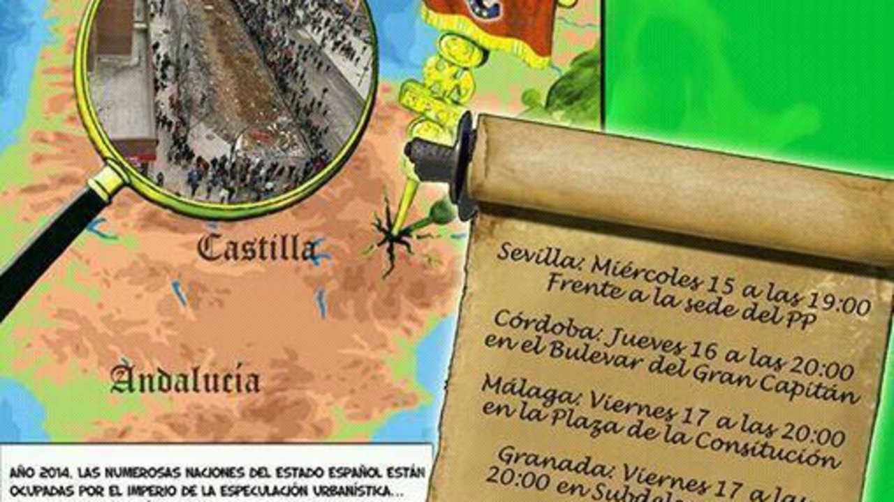 Cartel de convocatorias en apoyo de Gamonal de la organización independentista andaluza Jaleo!!!.