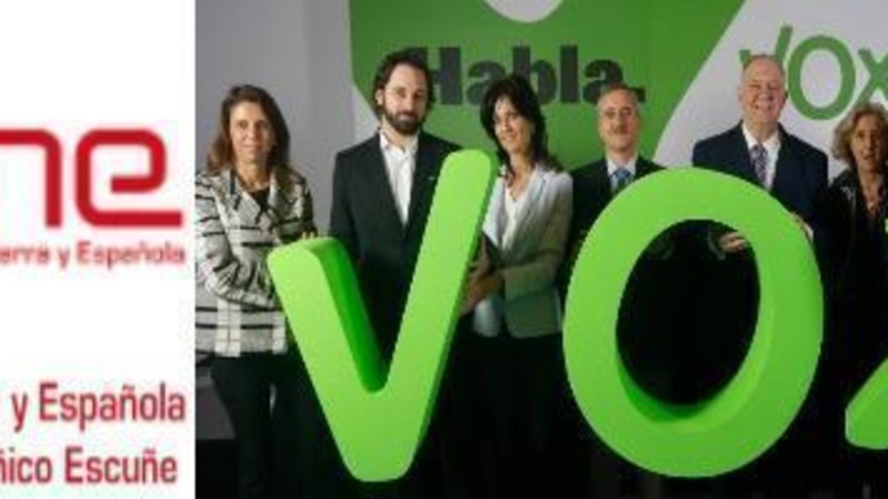 Logo de Derecha Navarra y Española; acto de presentación de Vox.
