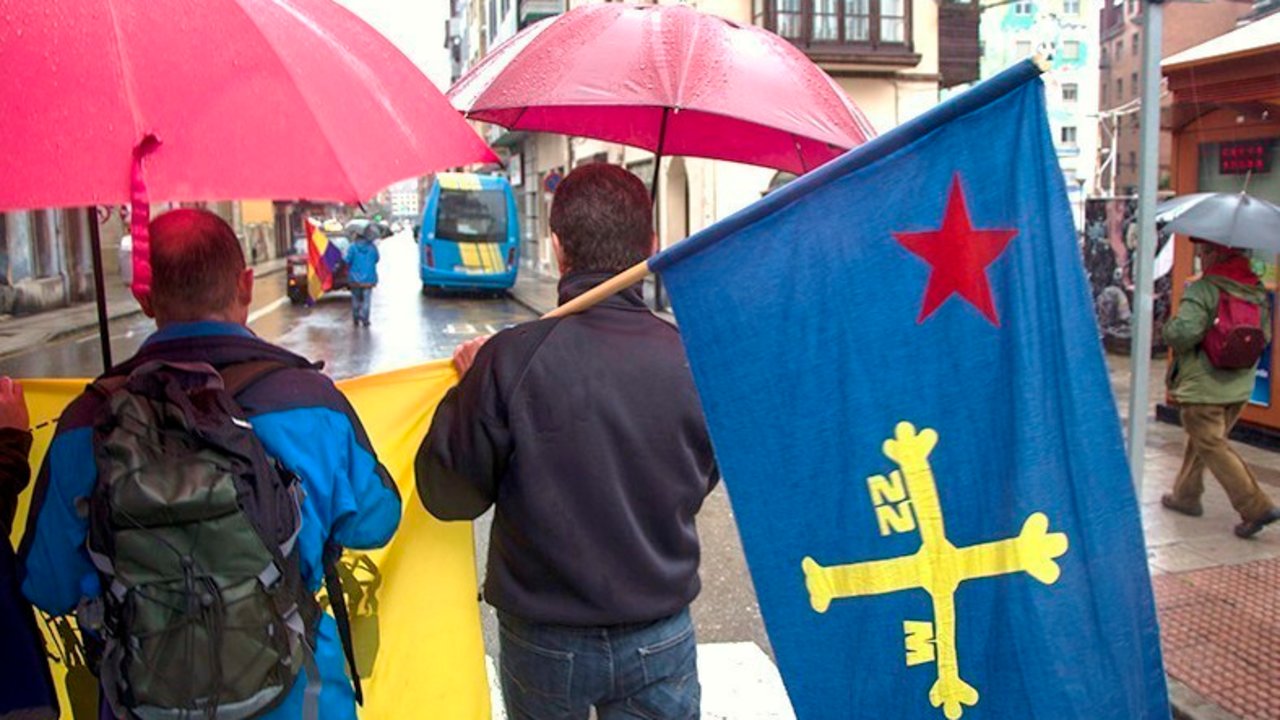 Columna de las Marchas de la Dignidad en Asturias el pasado mes de marzo.