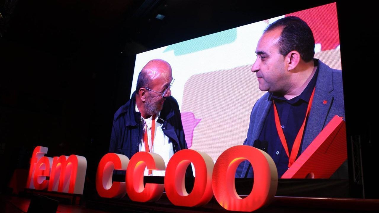 Joan Carles Gallego y Javier Pacheco, en el congreso de CC.OO. Cataluña.