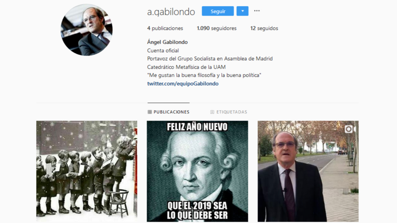 Perfil de Ángel Gabilondo en Instagram.