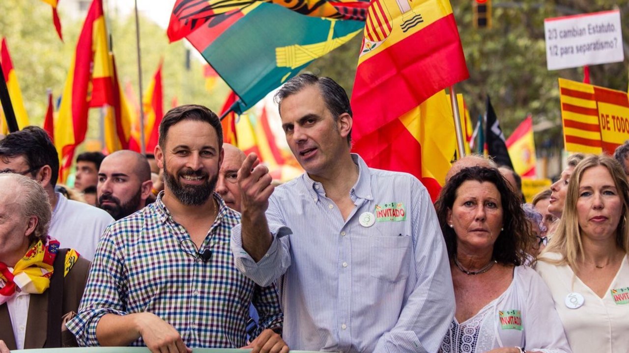Santiago Abascal y Javier Ortega Smith en una manifestación por la unidad de España en Barcelona el pasado mes de septiembre.