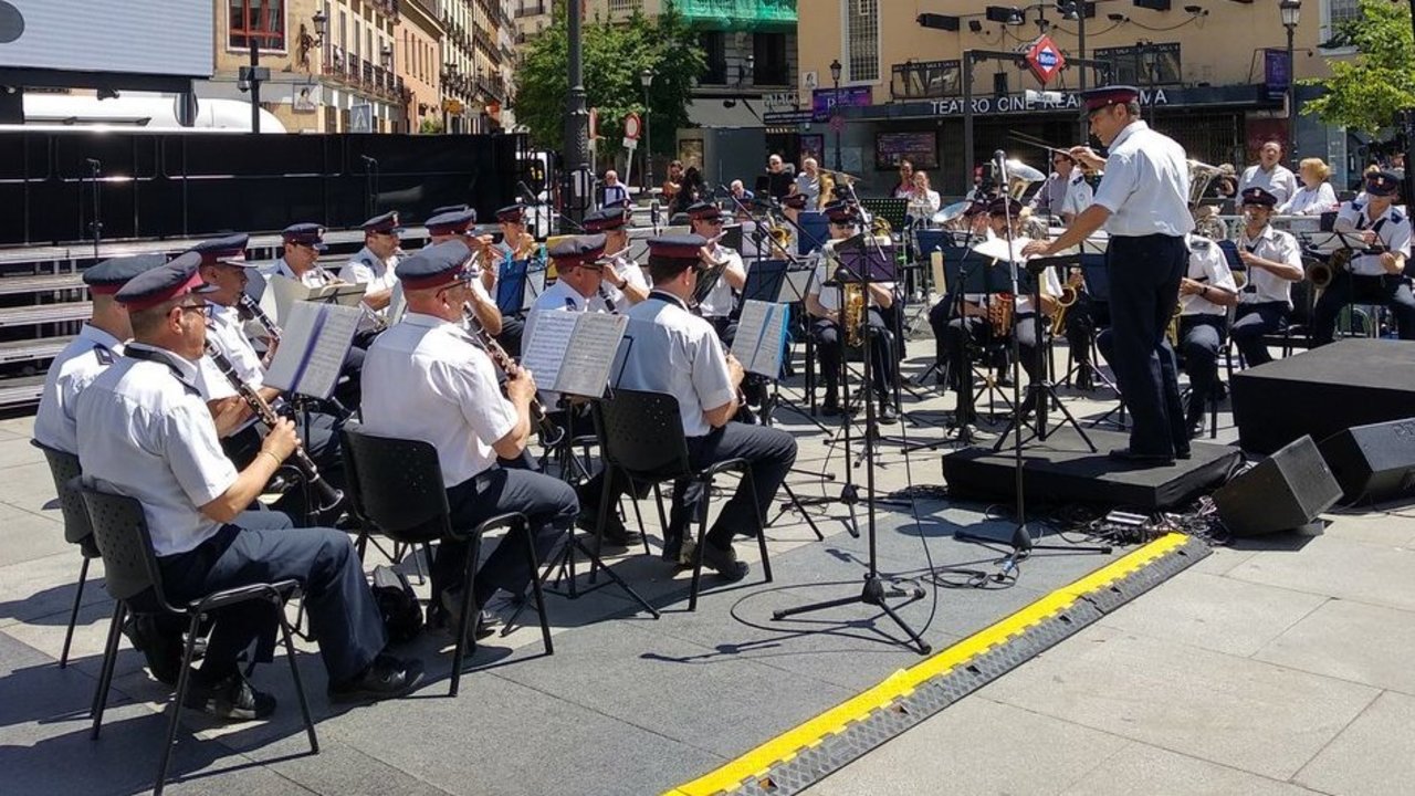 La banda de la Policía Municipal de Madrid, durante un concierto