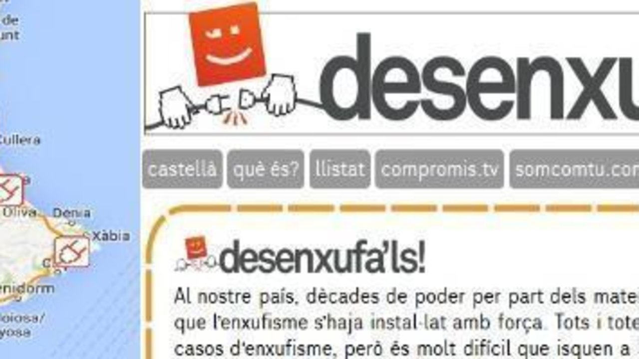 Mapa y página web de 'Desenxufals'.