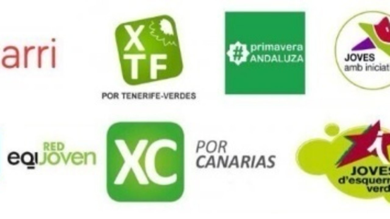 Logos de los partidos cuyas juventudes han firmado el manifiesto "Por una juventud plural".
