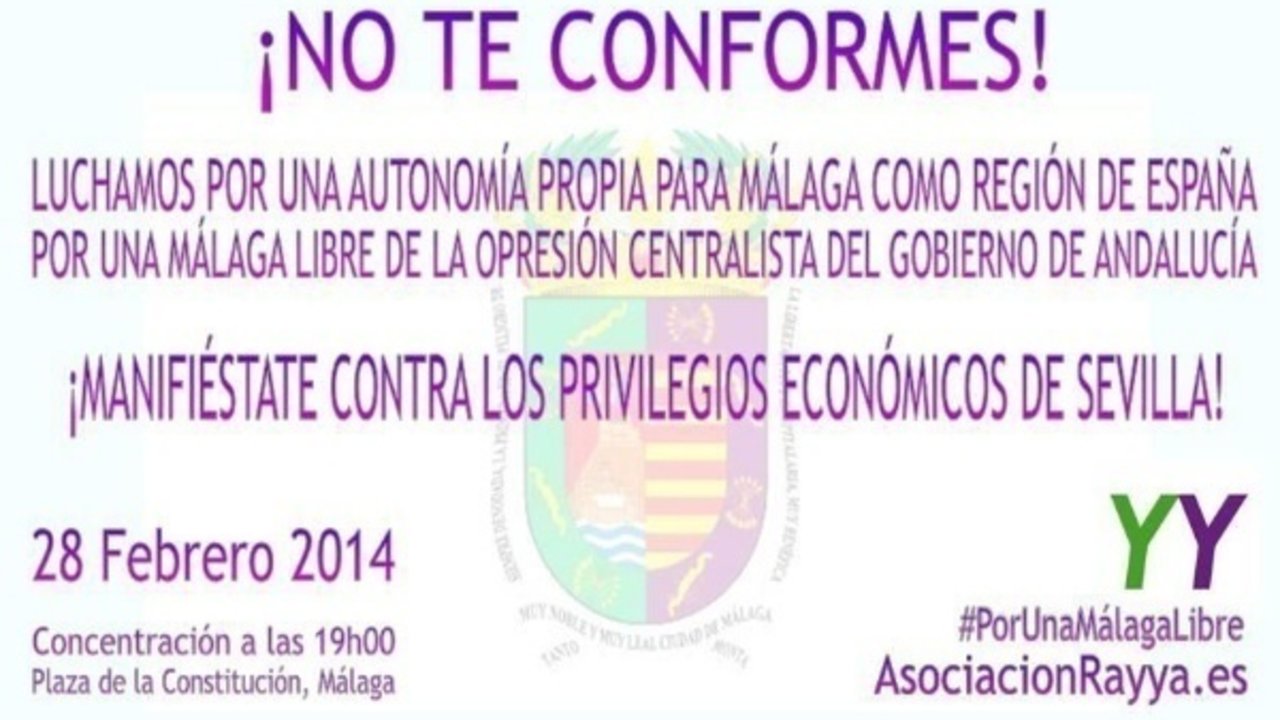 Convocatoria de la manifestación en Málaga el próximo 28 de febrero, Día de Andalucía.