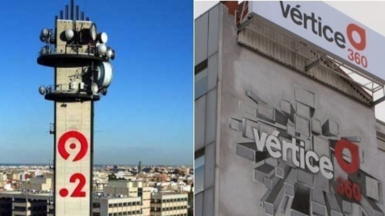 Antena de Canal Nou y Radio Nou; edificio de la productora Vértice 360.