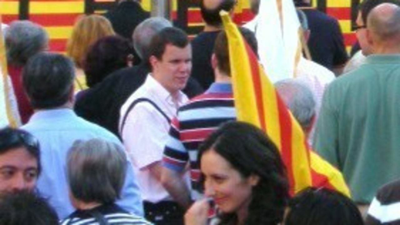Carmen Fortea, en una manifestación de la Plataforma Aragonesa No Hablamos Catalán.
