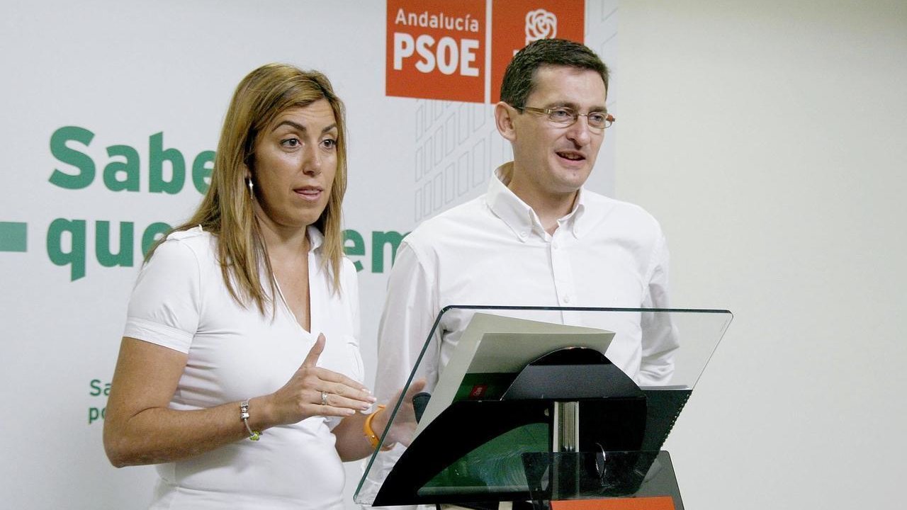 Susana Díaz, con el secretario general del PSOE de Almería, José Luis Sánchez Teruel.