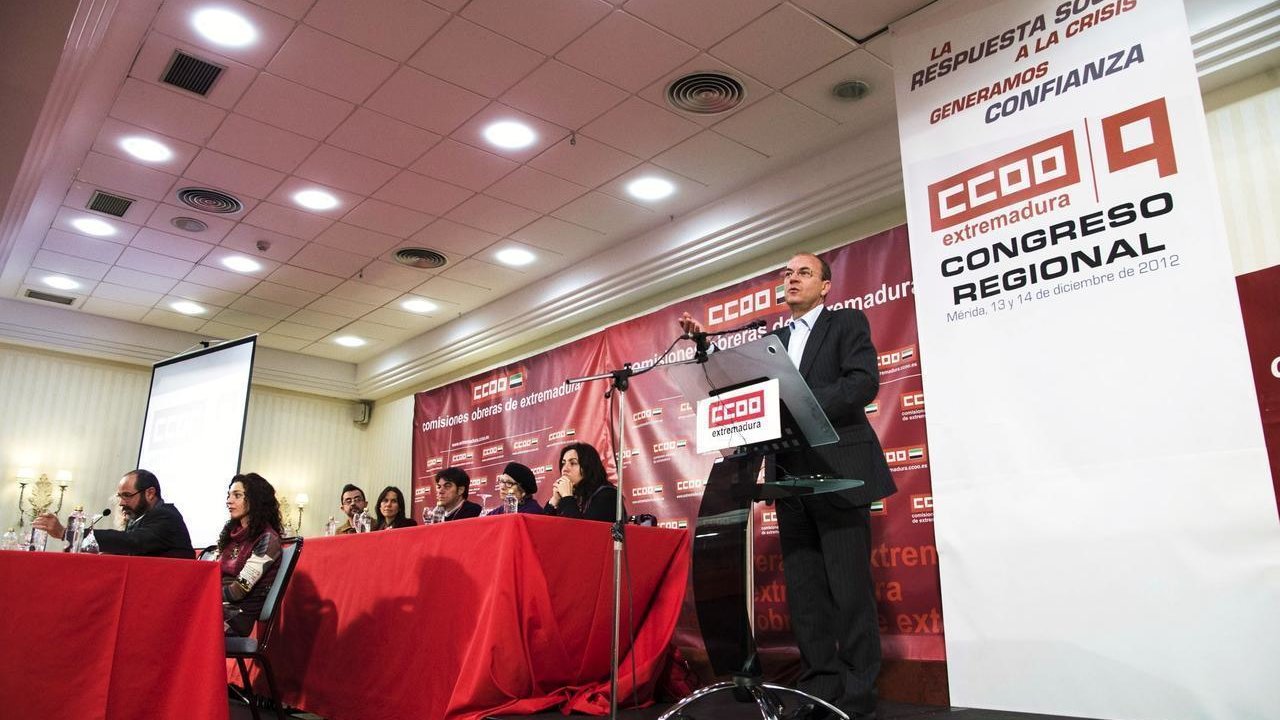 José Antonio Monago, en el congreso de Comisiones Obreras Extremadura.