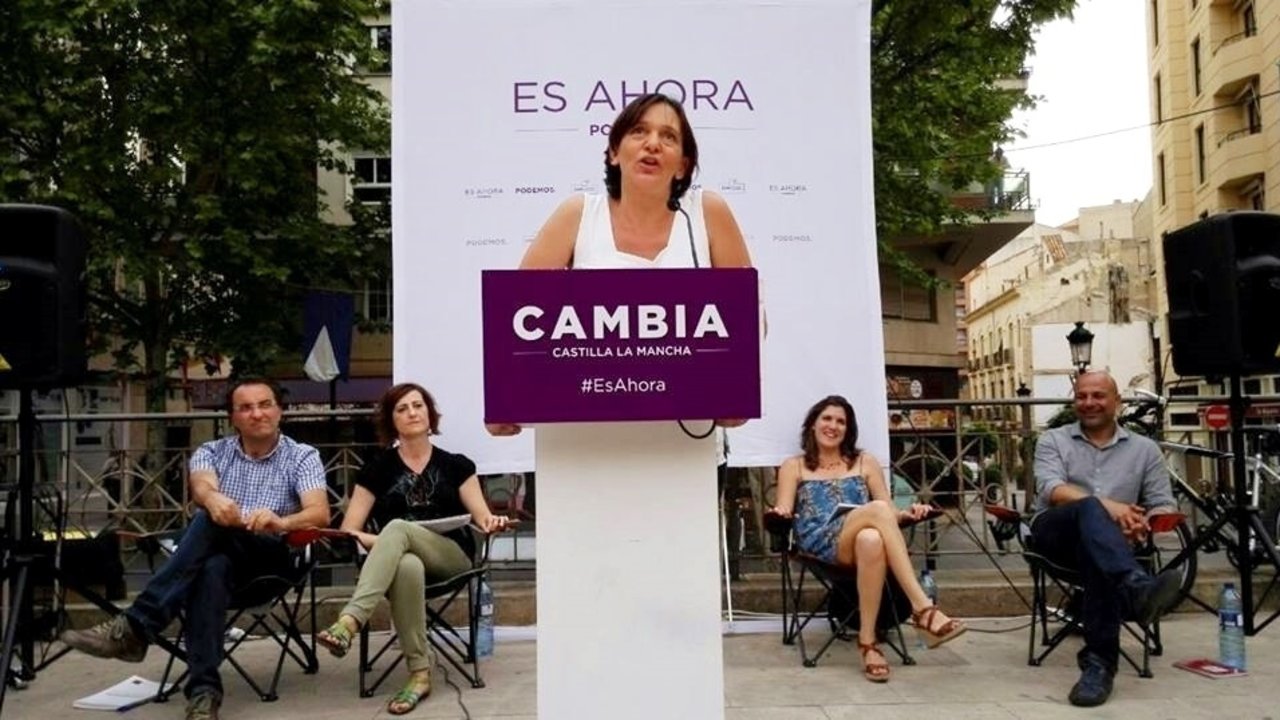 Carolina Bescansa, en un mitin de Podemos Castilla-La Mancha.
