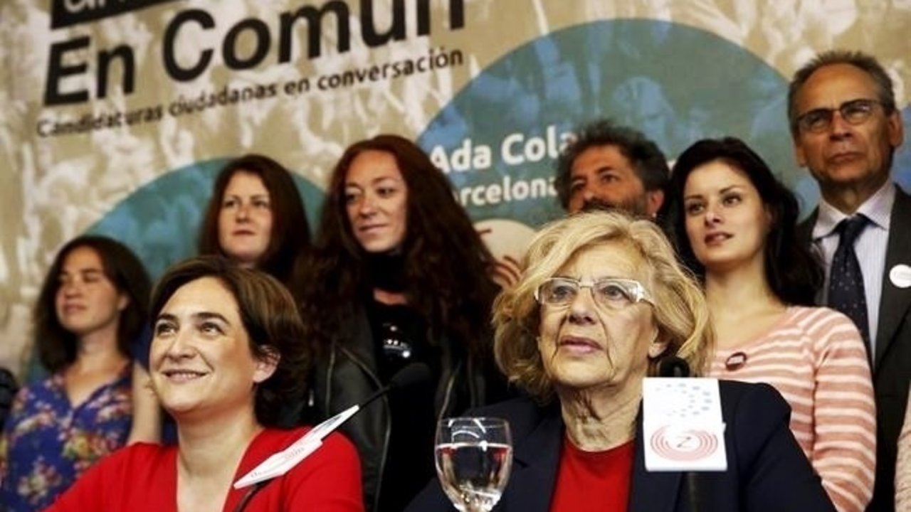 Ada Colau y Manuela Carmena, en un acto conjunto de Barcelona En Comú y Ahora Madrid.