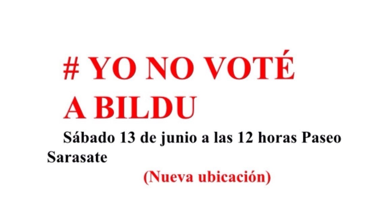 Cartel de la convocatoria contra el nuevo alcalde de Bildu en Pamplona