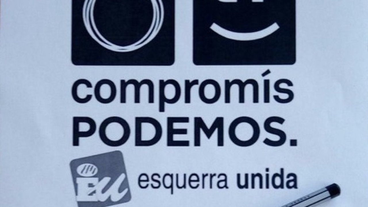 Logos de Podemos, Compromís y Esquerra Unida.
