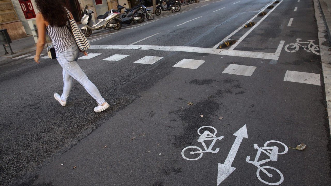 Carril bici en Barcelona.